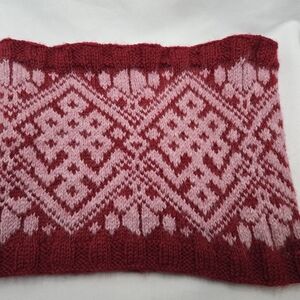 Hand Knitted Red And Pink Neck Cowl
